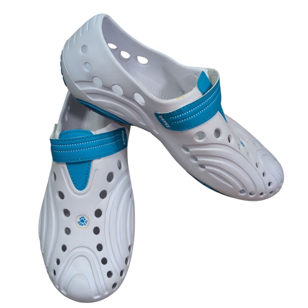 Dawgs Golf Shoes Rubber, White w/ Blue, Size 43 / 11